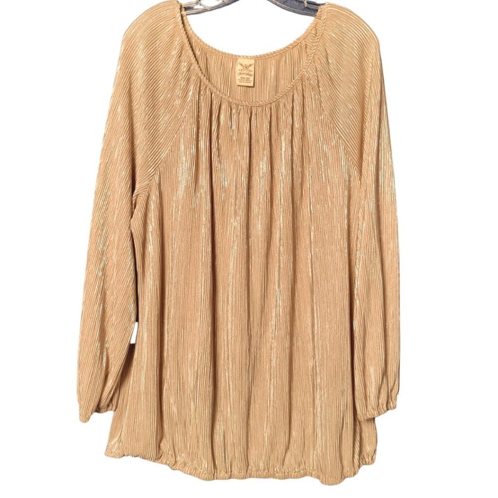 Faded Glory - XXL Gold Ribbed Long Sleeve Blouse